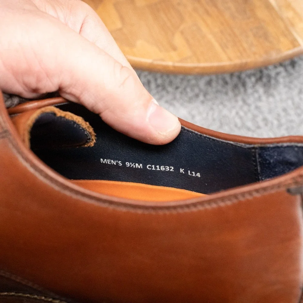 Cole Haan Mens Lenox Hill Oxford Size 9.5 M Cognac Tan Cap Toe Dress Shoe